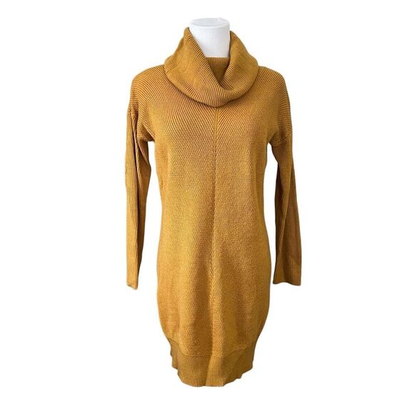 Lulu's Tea Reader Mustard Yellow Turtleneck Sweater Dress XS Cowl Neck Girly - Picture 2 of 10